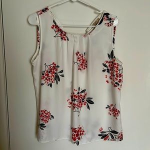 Loft outlet petite white floral sleeveless blouse M